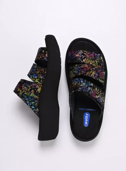Aporia - zwart/multi flower nubuck
