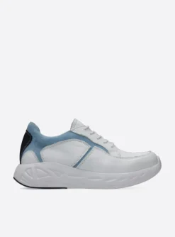 Bounce - wit/blauw leer