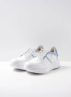Bounce - wit/blauw leer