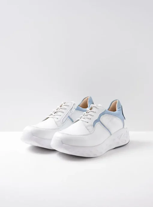 Bounce - wit/blauw leer