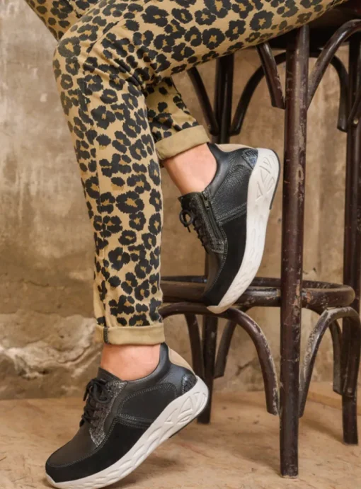 Bounce - zwart combi leer