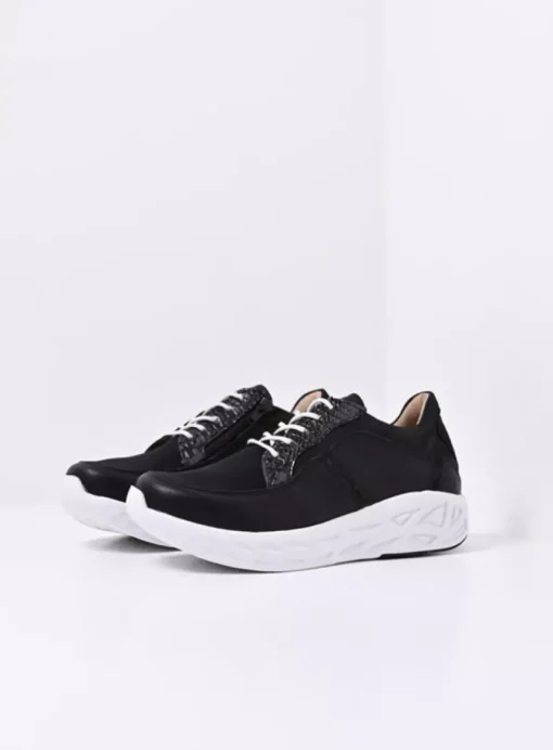 Bounce S2F - zwart/wit combi stretch leer