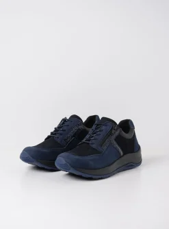 Comrie - blauw combi leer