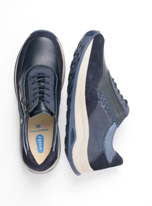 Cupar - blauw combi leer