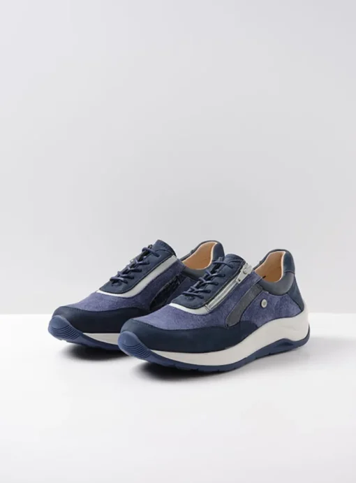 Cupar - denim combi leer
