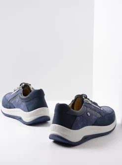 Cupar - denim combi leer