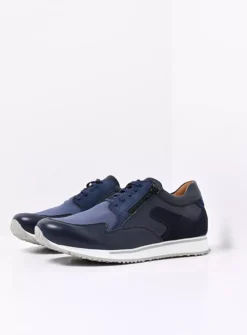 e-Go Men - blauw combi stretch leer