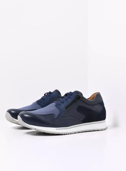 e-Go Men - blauw combi stretch leer