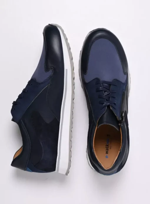 e-Go Men - blauw combi stretch leer