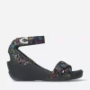 Era - zwart/multi flower nubuck
