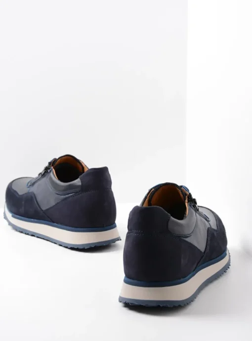 e-Runner - marineblauw combi leer