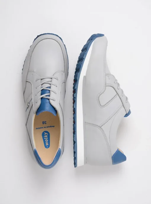 e-Walk - lichtgrijs/atlantisch blauw leer