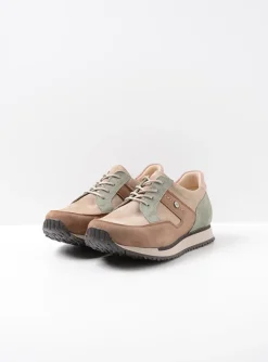 e-Walk - taupe grijsgroen combi leer