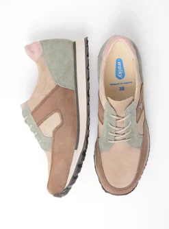 e-Walk - taupe grijsgroen combi leer