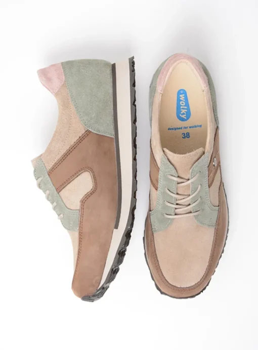 e-Walk - taupe grijsgroen combi leer