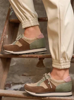 e-Walk - taupe grijsgroen combi leer