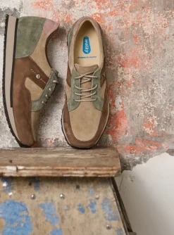 e-Walk - taupe grijsgroen combi leer