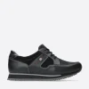 e-Walk - zwart combi stretch leer