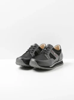 e-Walk - zwart combi stretch leer