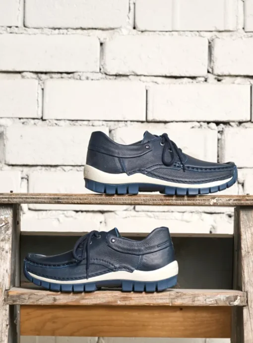 Fly - blauw leer
