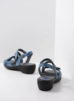 Fria - denim blauw leer