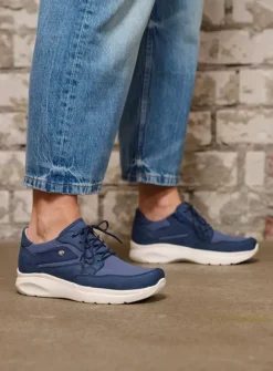 Impact S2F - denim combi stretch leer