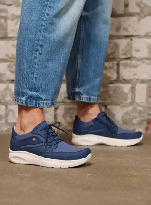 Impact S2F - denim combi stretch leer