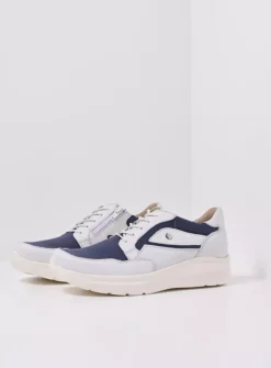 Impact S2F - wit/jeans combi stretch leer