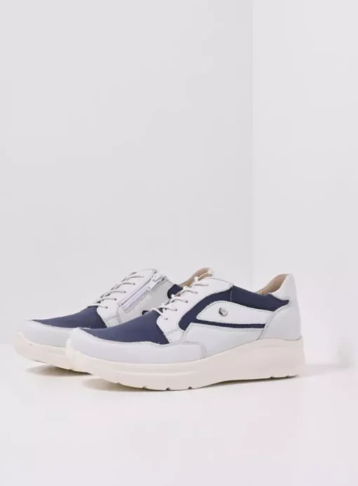 Impact S2F - wit/jeans combi stretch leer