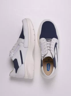 Impact S2F - wit/jeans combi stretch leer