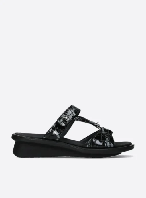 Isa - antraciet croco lakleer
