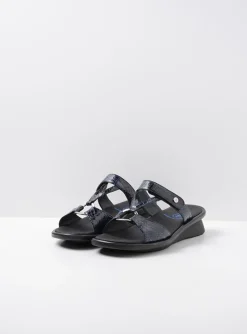 Isa - blauw crocolook lakleer