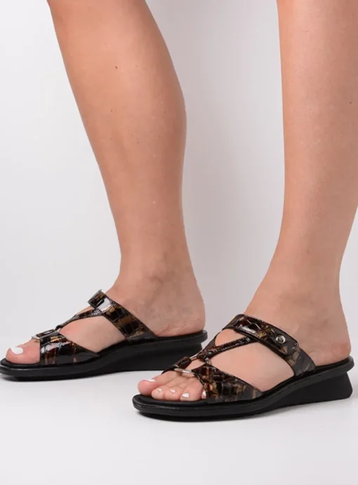 Isa - brons croco lakleer