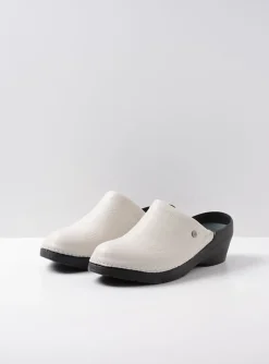 Multi Clog - creme wit leer