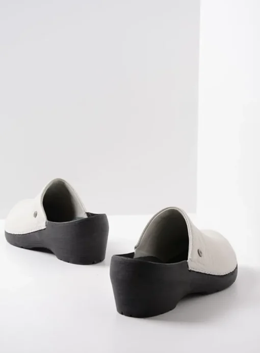 Multi Clog - creme wit leer