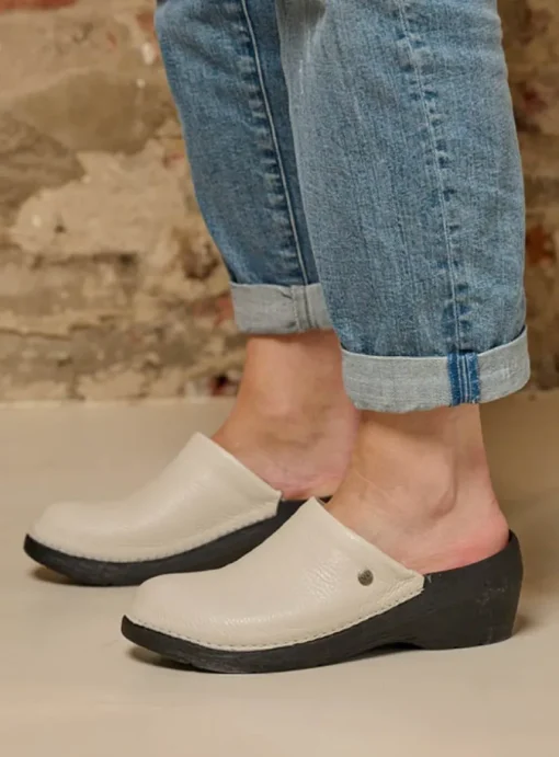 Multi Clog - creme wit leer