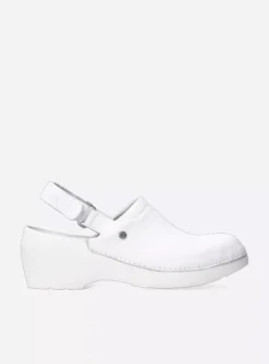 Multi Strap Clog - wit leer
