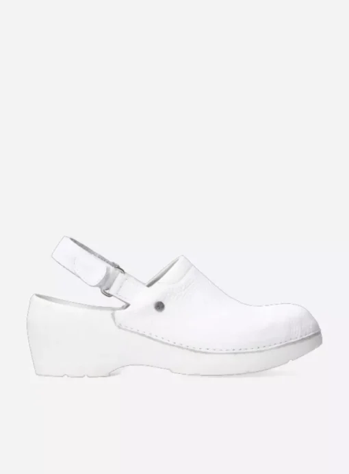 Multi Strap Clog - wit leer