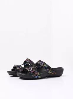O'Connor - zwart/multi flower nubuck