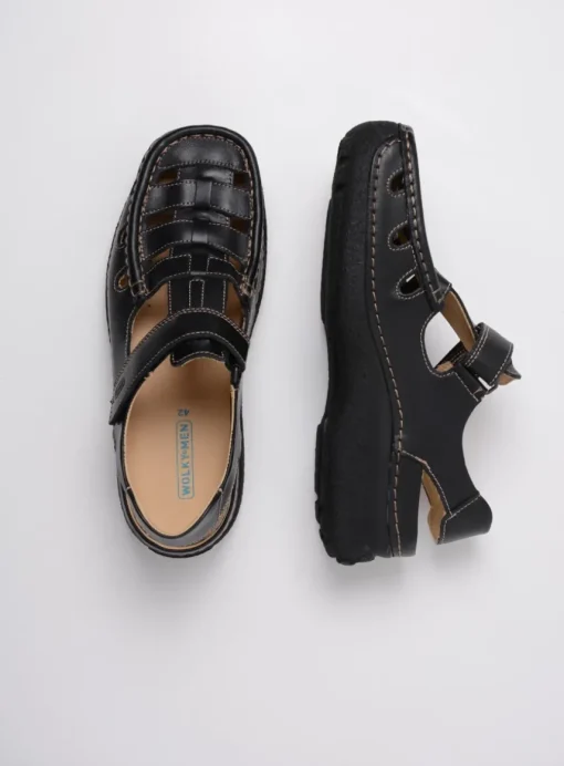 Roll Sandal Men - zwart leer