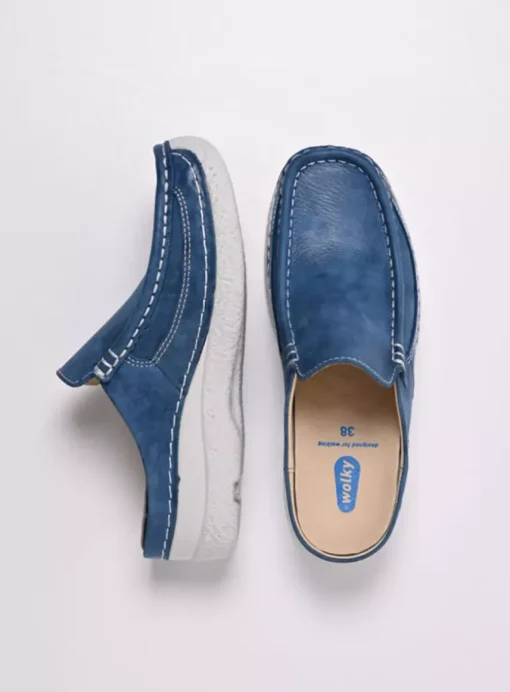 Roll Slide - blauw effectleer
