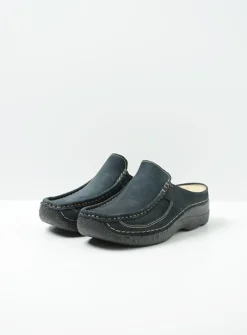 Roll Slide - blauw nubuck