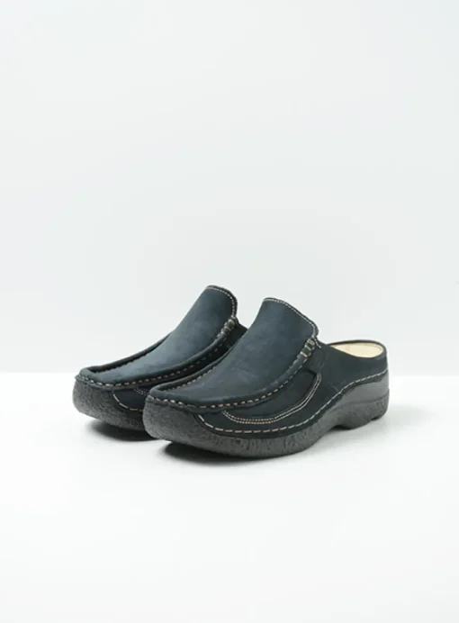 Roll Slide - blauw nubuck
