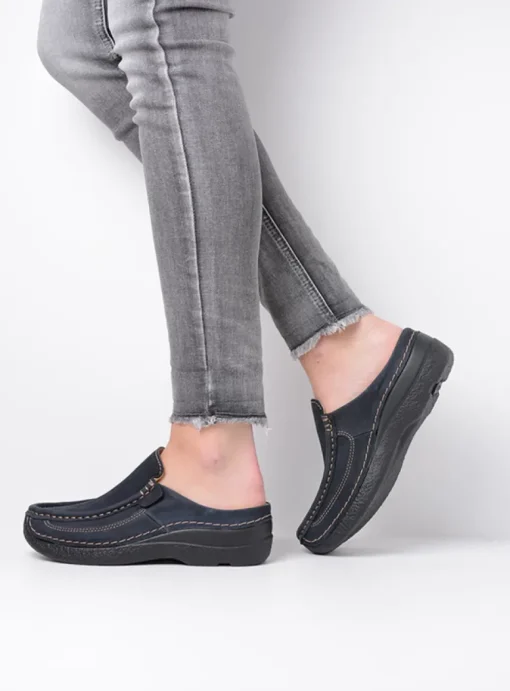 Roll Slide - blauw nubuck