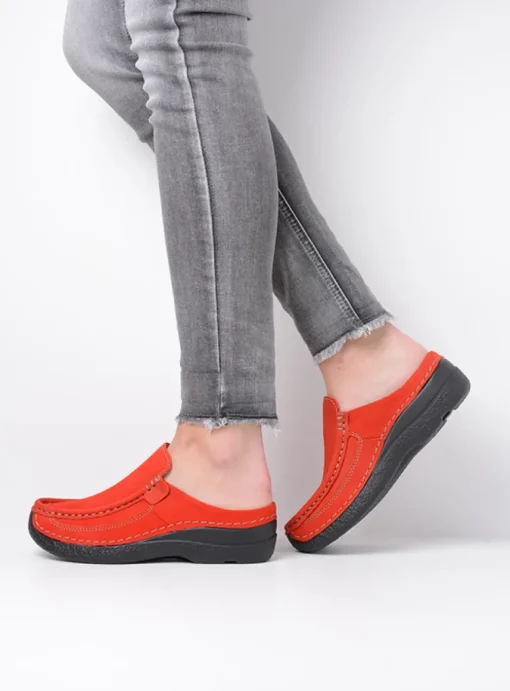 Roll Slide - donkerrood nubuck
