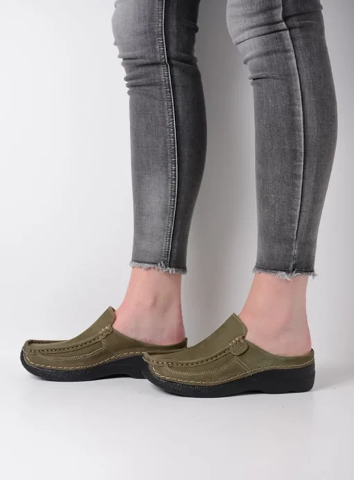 Roll Slide - pesto groen nubuck
