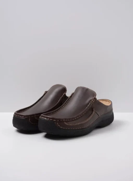 Roll Slide men - bruin leer
