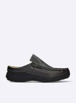 Roll Slide men - zwart leer