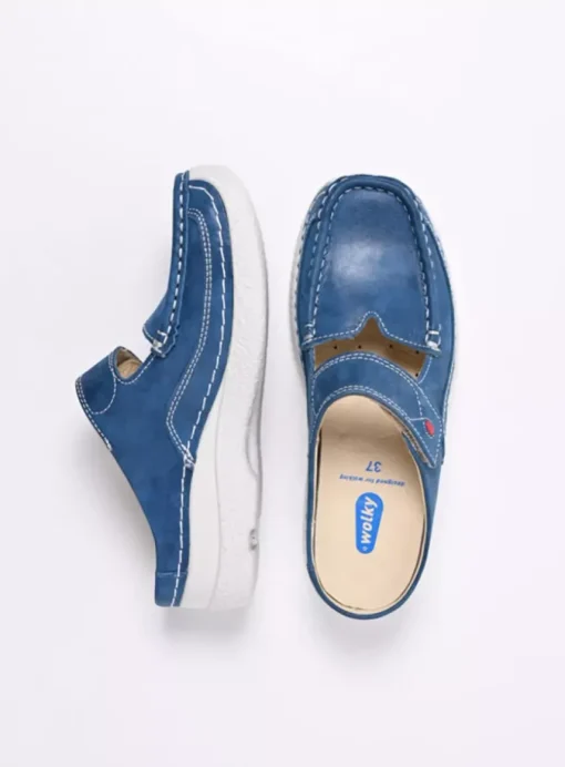 Roll Slipper - blauw effectleer