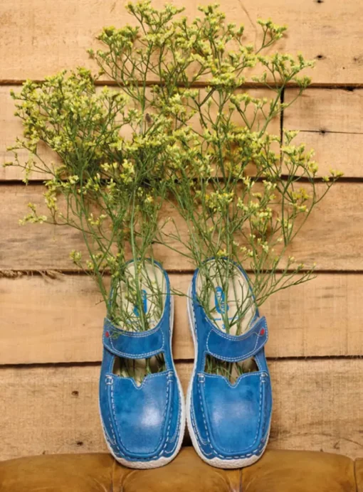 Roll Slipper - blauw effectleer